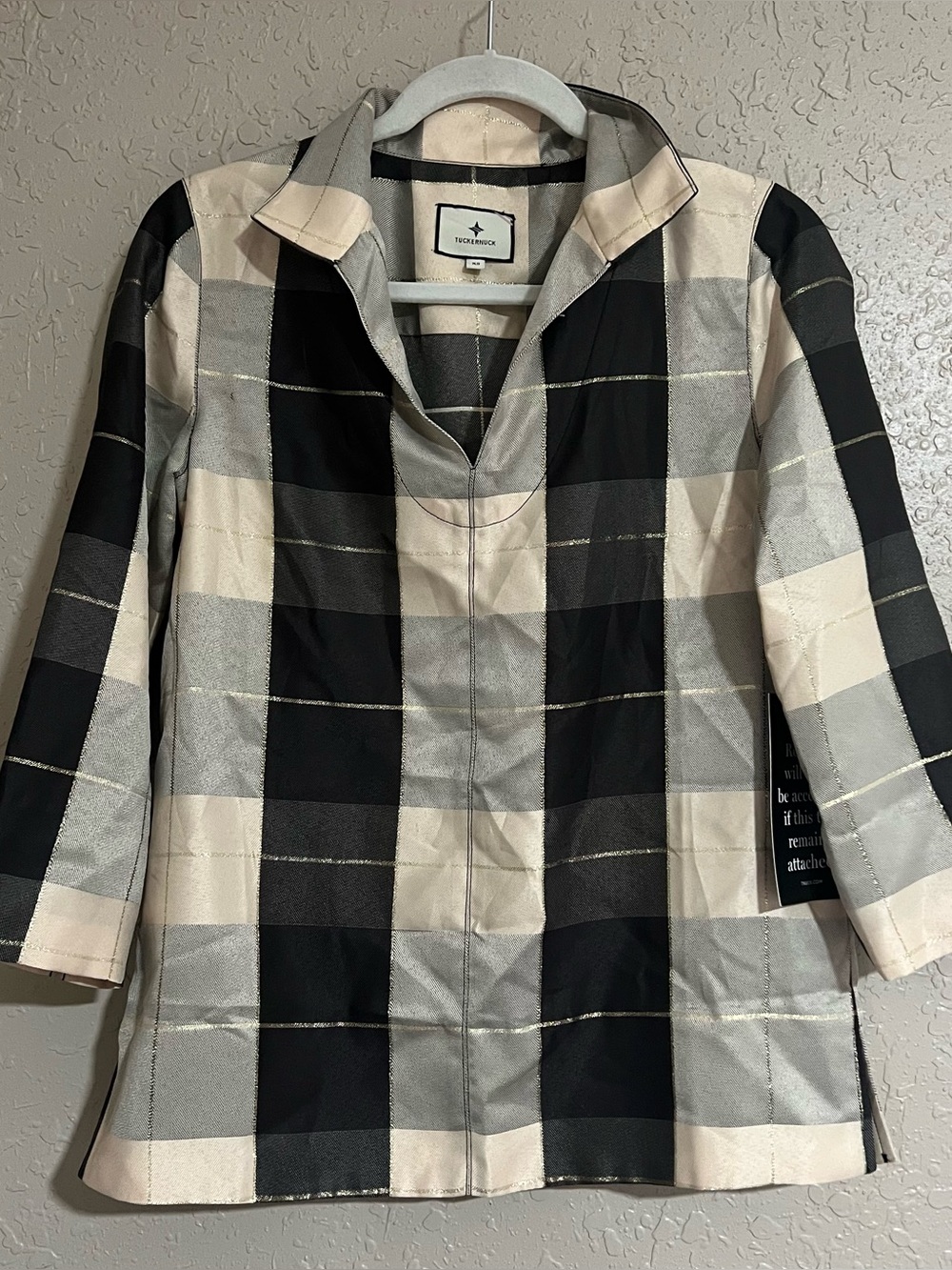 Tuckernuck Metallic Plaid Blouse Size XS